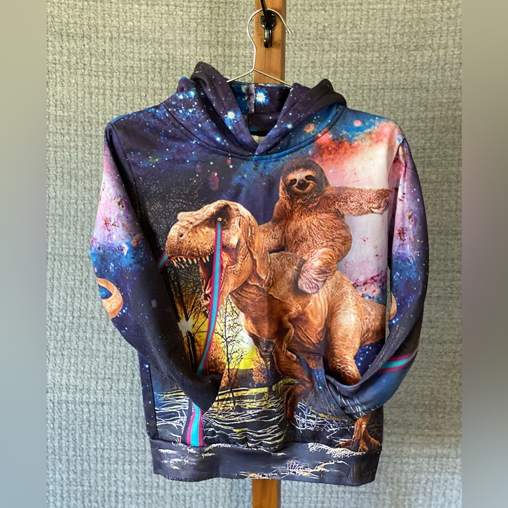 Funnycokid Unisex Sloth Dinosaur Hoodie XXL